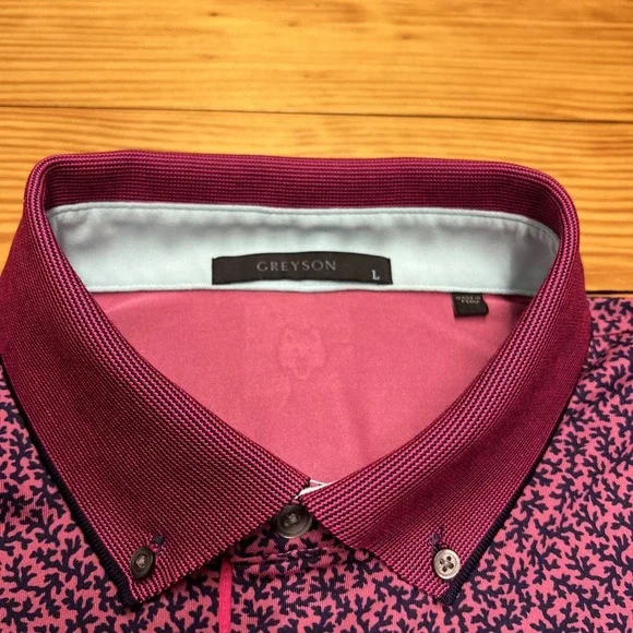 GREYSON CORAL DREAMS MENS PERFORMANCE POLO SIZE LARGE COLOR SASANQUA - Picture 2 of 9